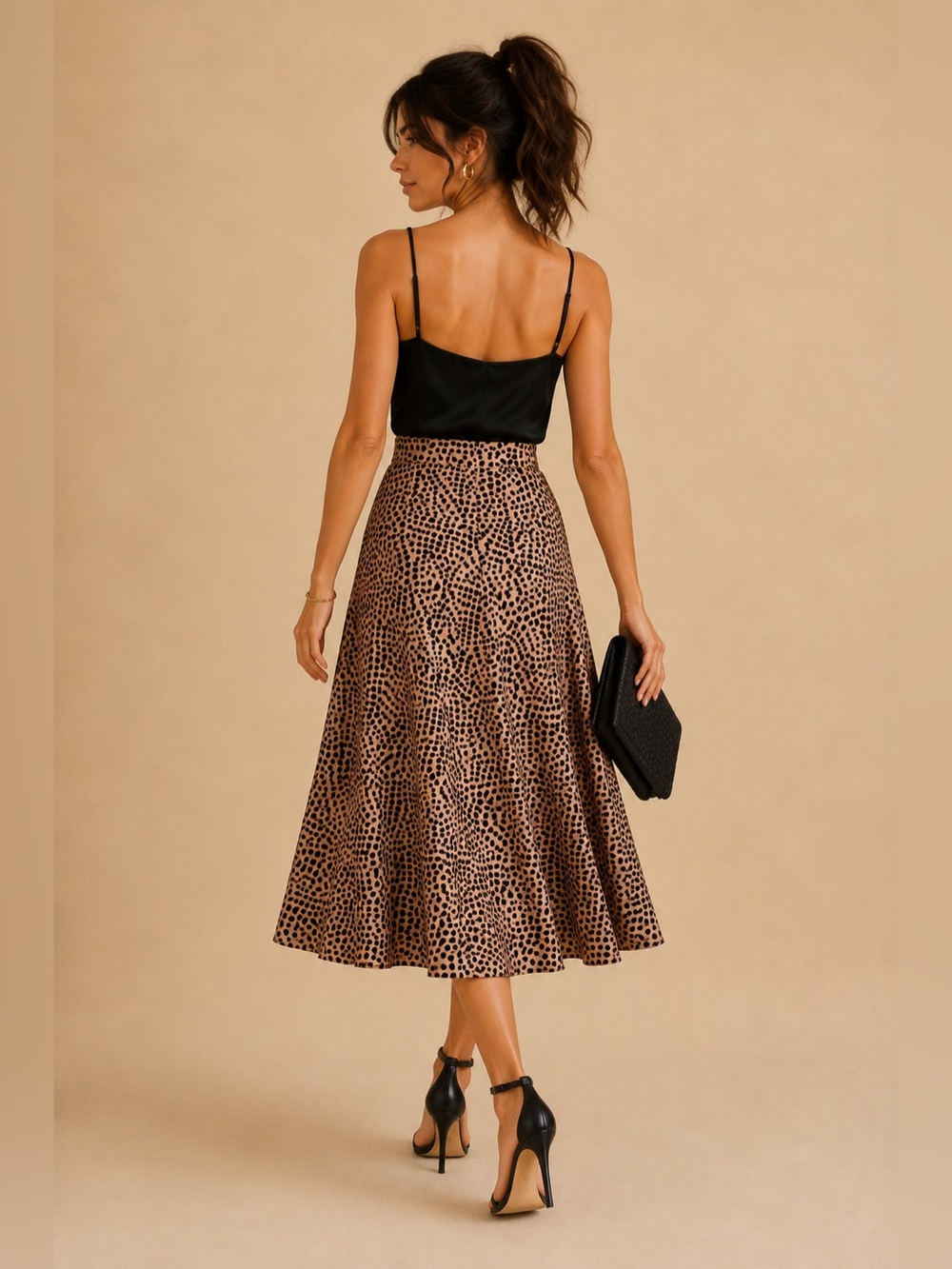 LOFT Leopard Print Satin Feel Flowy Midi Skirt Animal Print A-Line Slip Skirt XL - Picture 3 of 7